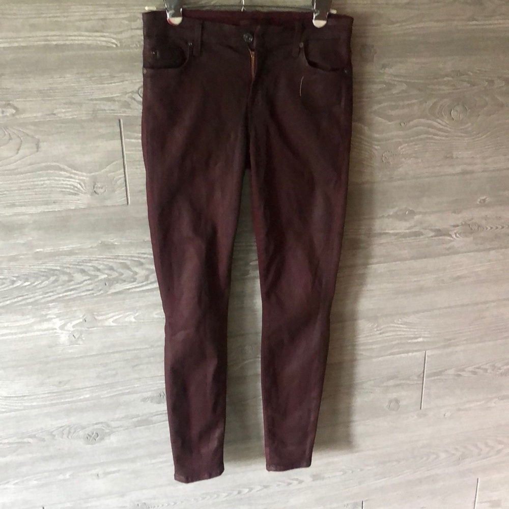 Red leather looking/shiny jeans